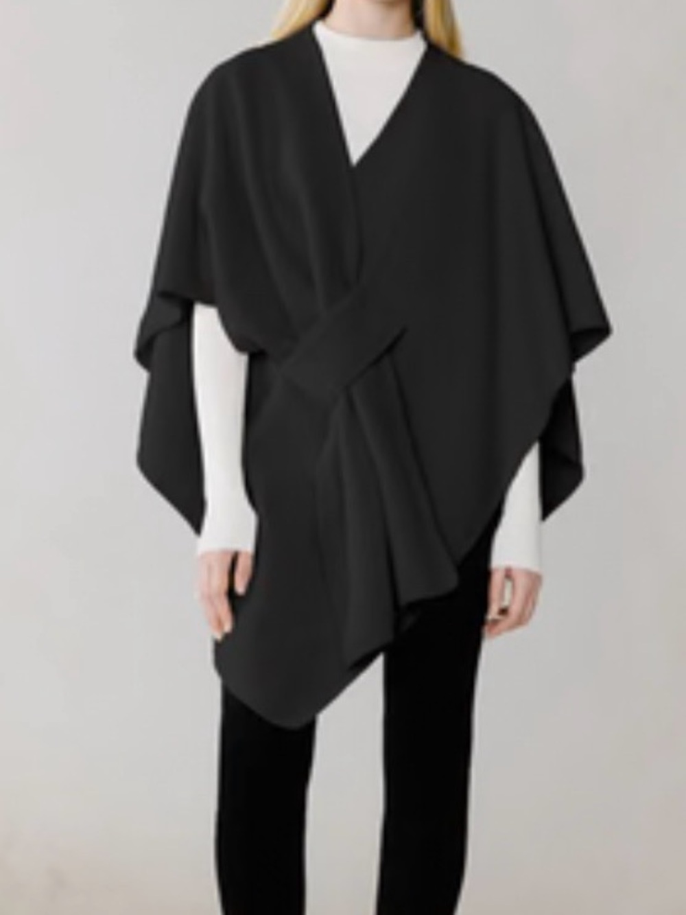 Fleece shawl-wrap/open-front poncho
